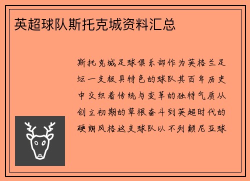 英超球队斯托克城资料汇总